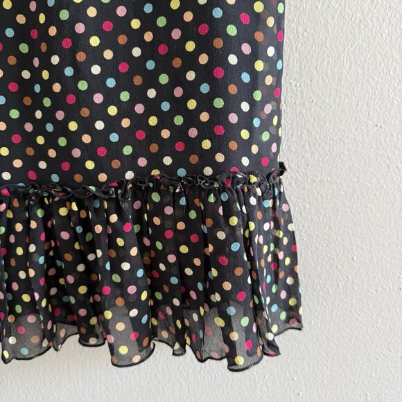 VTG Moschino Y2K Silk Ruffle Mini Skirt Polka Dots Size 4 Cheap And Chic READ - Picture 7 of 10